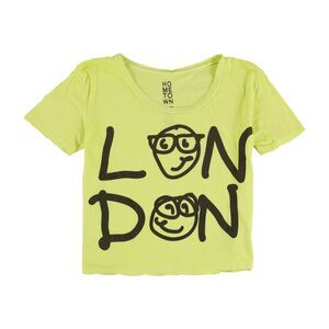 Hometown Heroes Womens London Graphic T-Shirt, Yellow, NWT